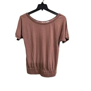 Mudd Women’s Short Sleeve Shirt Size Medium Brown Casual Top